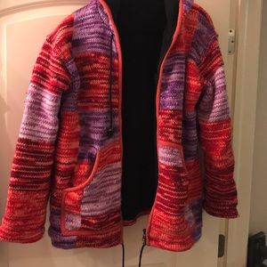 Fleece lined hooded hippie style sweater